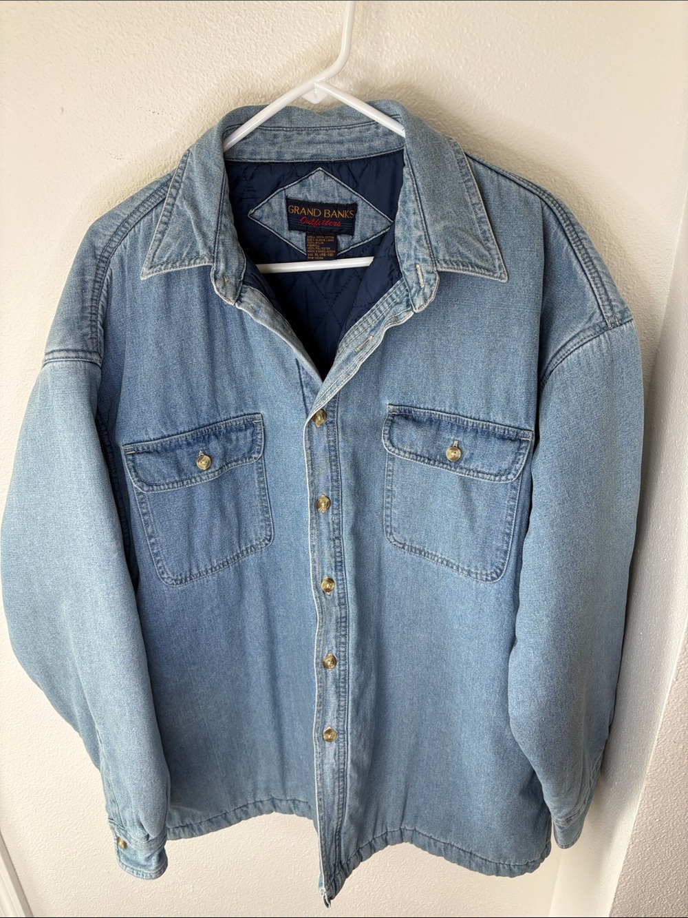 Thick Light Blue Denim Jacket - Vintage - XL 46/48